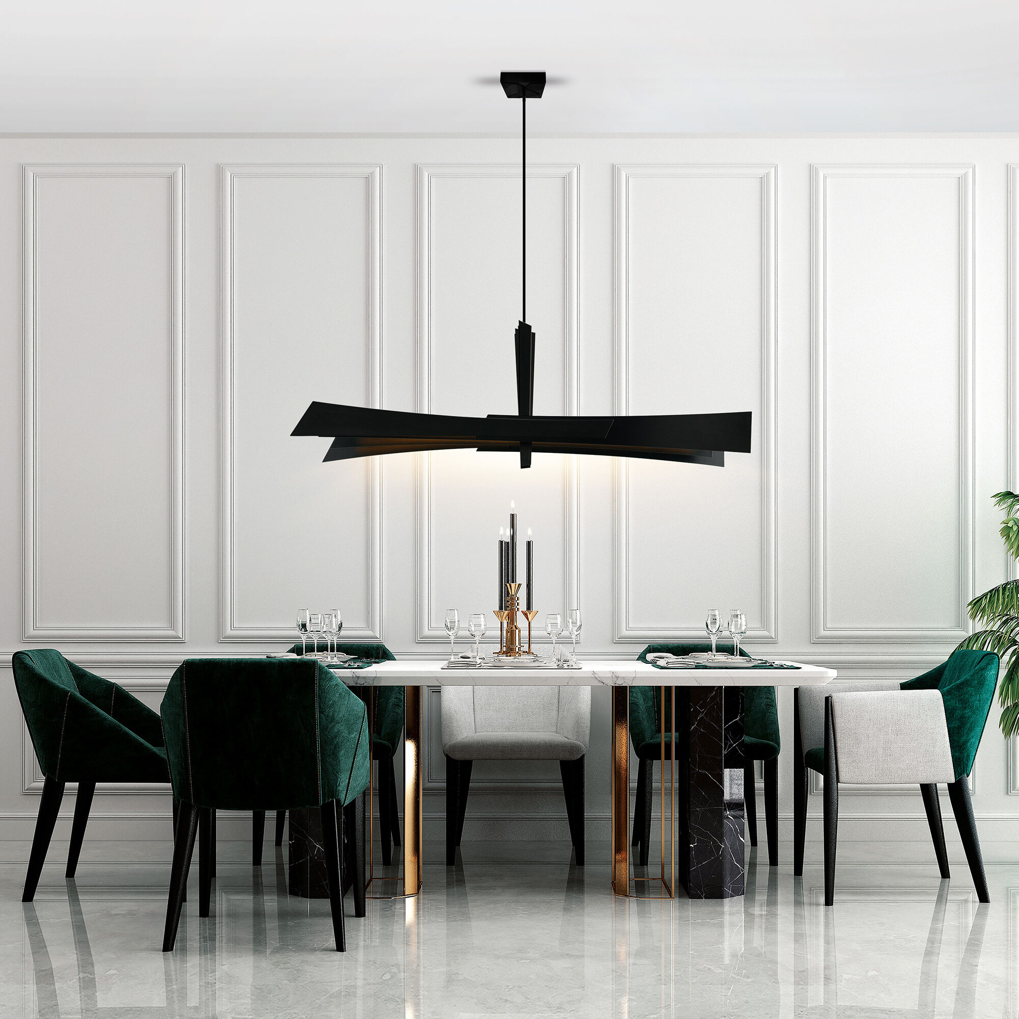 Solara LED 72 inch Black Chandelier Ceiling Light