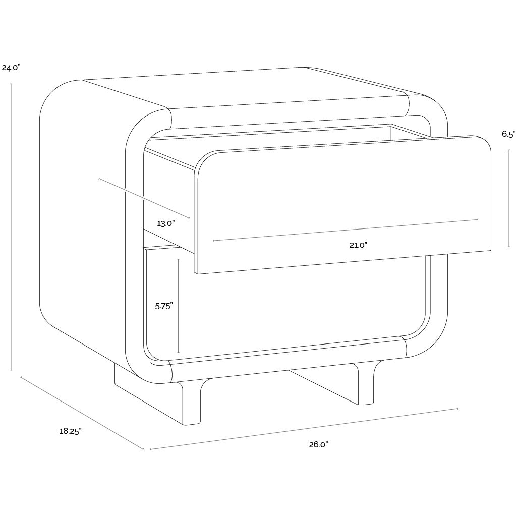 Koa 26 X 24 inch Charcoal Nightstand