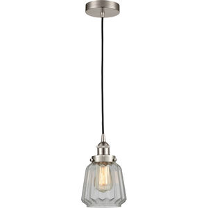 Edison Chatham LED 7 inch Brushed Satin Nickel Mini Pendant Ceiling Light