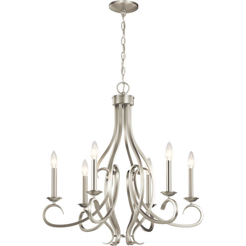 Ania 6 Light 26 inch Brushed Nickel Chandelier 1 Tier Medium Ceiling Light, Medium