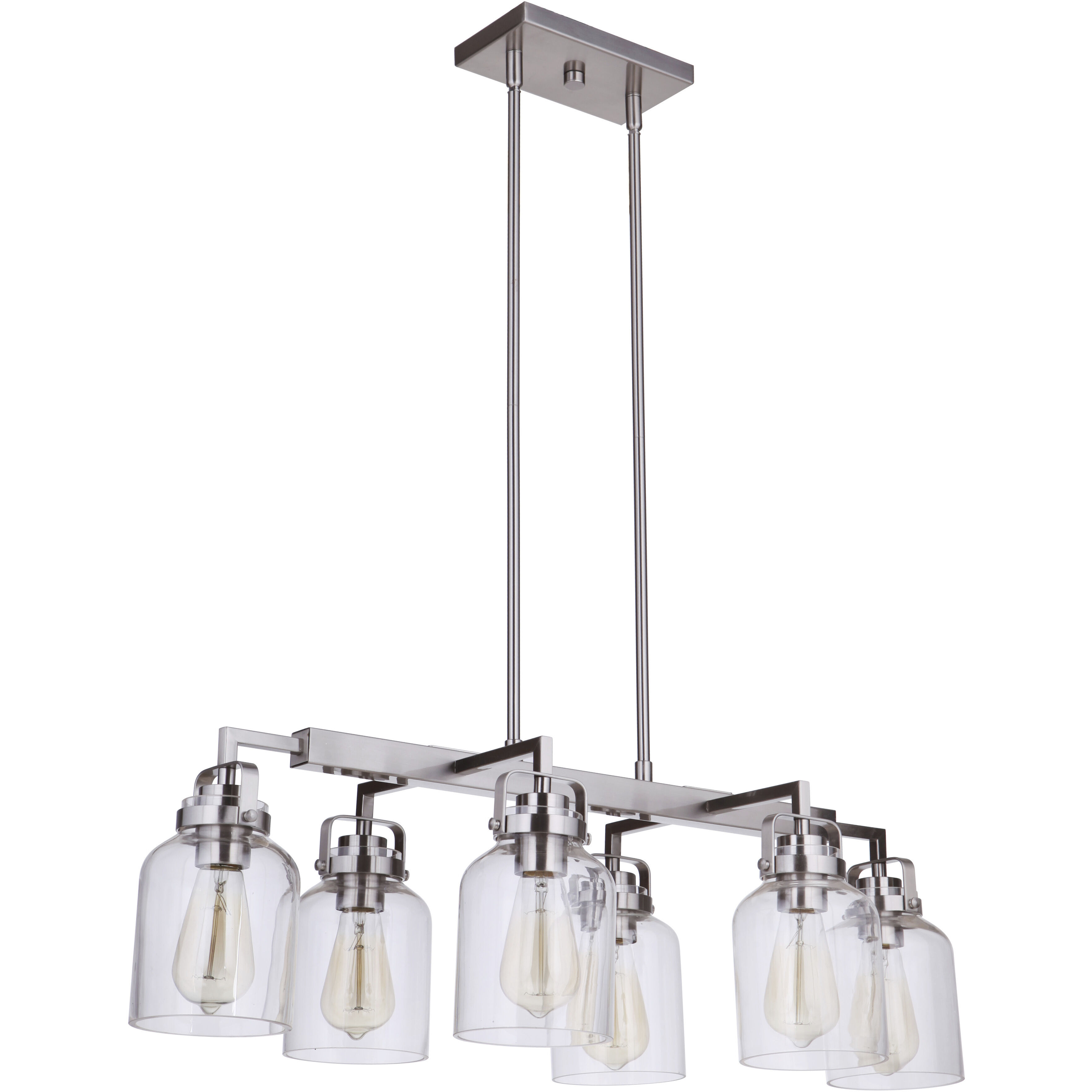 Foxwood 6 Light 33 inch Brushed Polished Nickel Island Light Ceiling Light