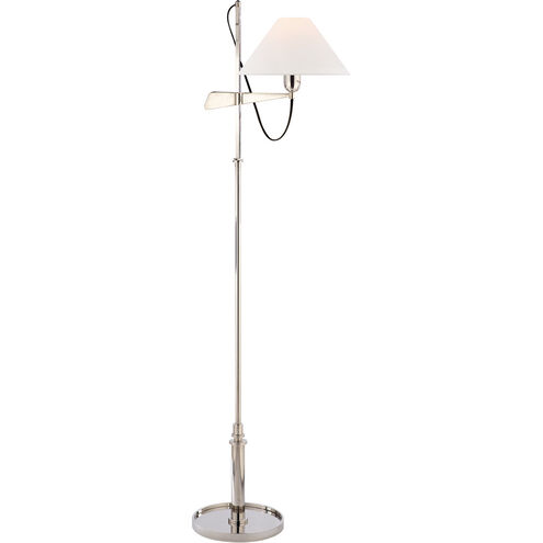 J. Randall Powers Hargett 50 inch 60.00 watt Polished Nickel Bridge Arm Floor Lamp Portable Light in Linen