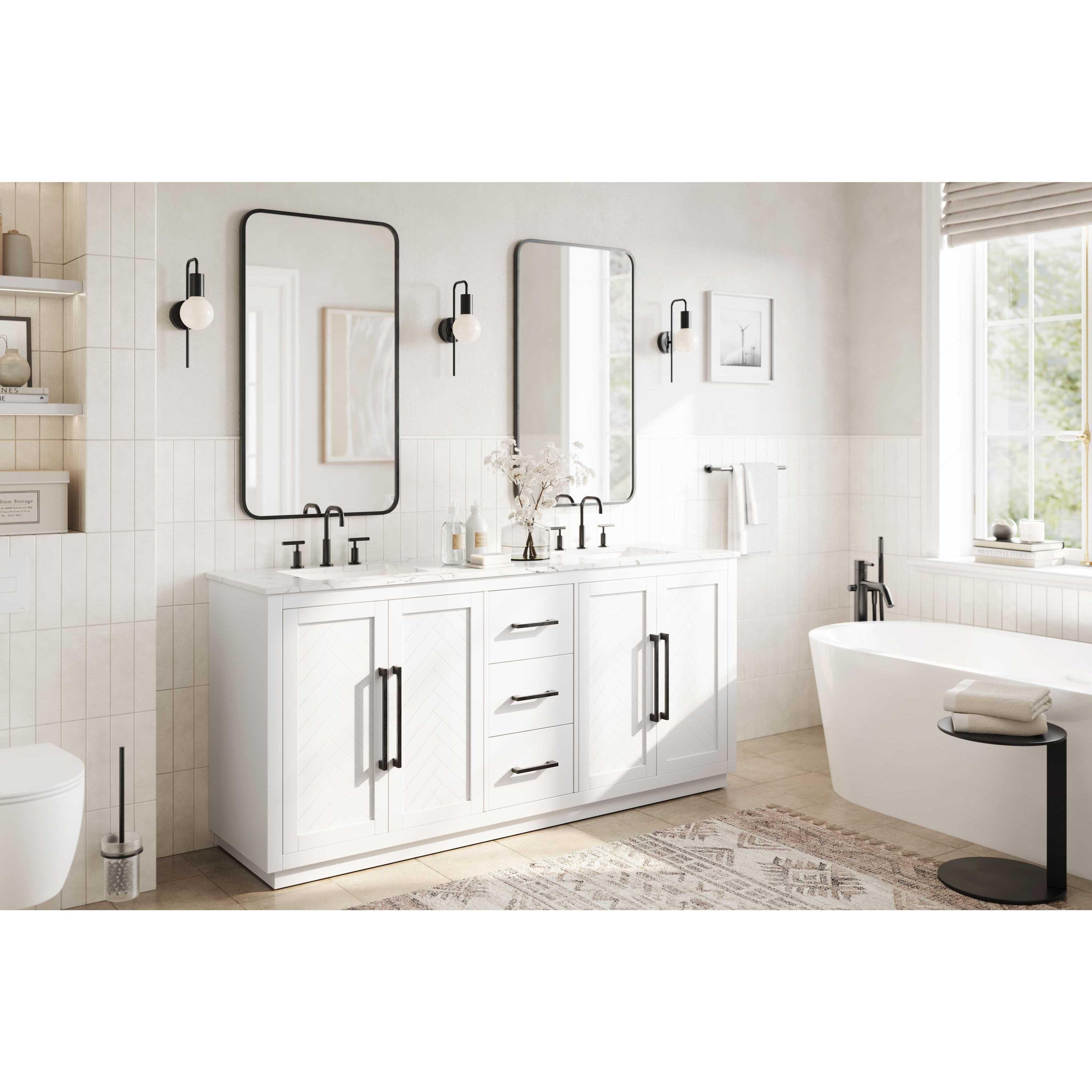 Chase 72 X 34 inch White Bathroom Vanity Cabinet