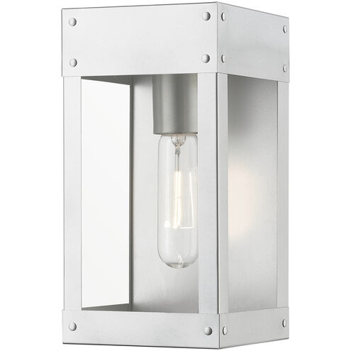 Barrett 1 Light 10 inch Painted Satin Nickel with Brushed Nickel Candle Outdoor Wall Lantern