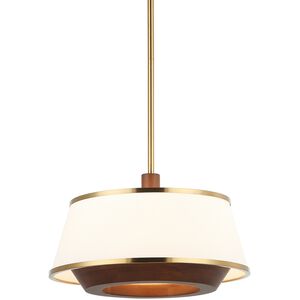 Desert Flyer 3 Light 16 inch Satin Brass with Medium Walnut Pendant Ceiling Light, Semi-Flush Convertible
