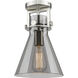 Newton Cone 1 Light 8 inch Satin Nickel Flush Mount Ceiling Light in Light Smoke Glass