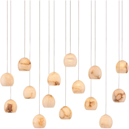 Lazio 15 Light 48 inch Natural/Painted Silver Multi-Drop Pendant Ceiling Light