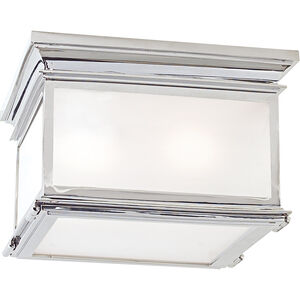 Chapman & Myers Club Flush Mount Ceiling Light in Polished Nickel, Frosted Glass, Large