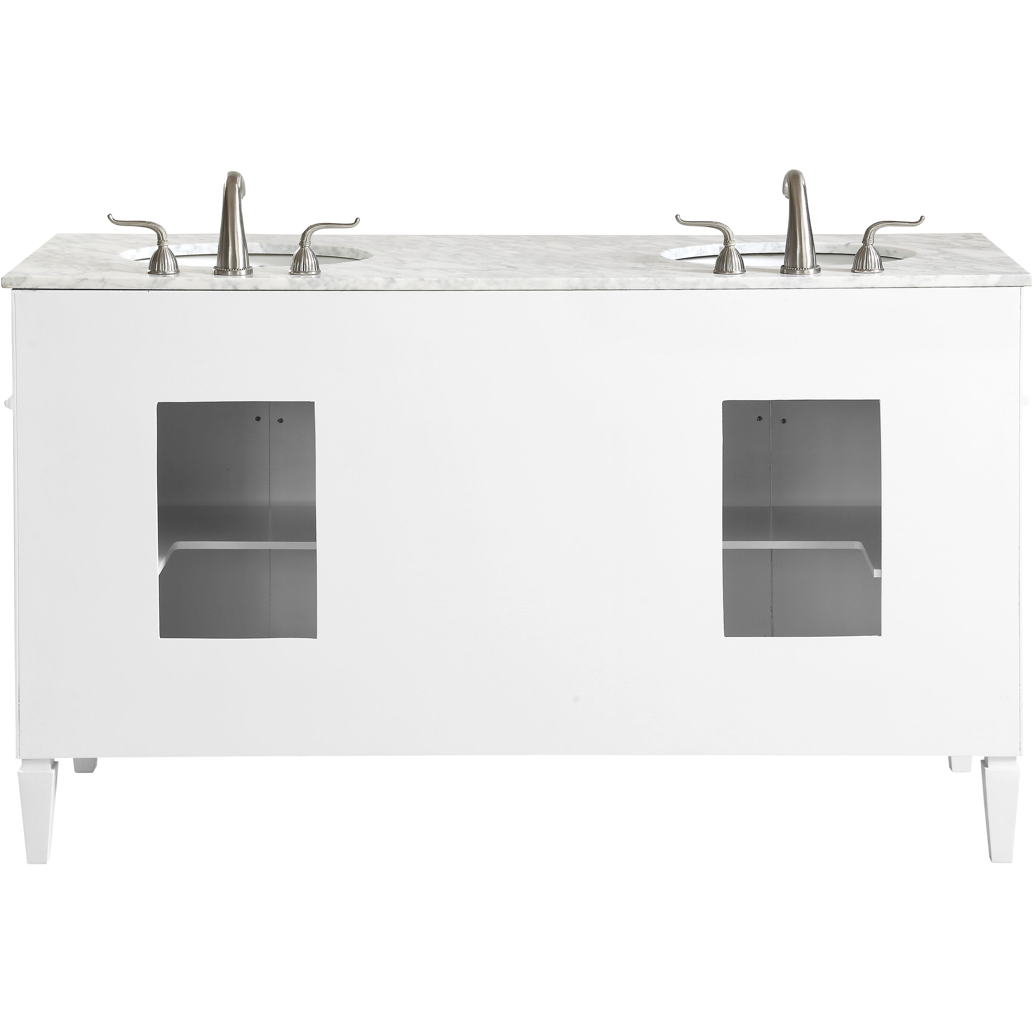 Park Avenue 60 X 35 inch White with Carrara White Marble Vanity Set