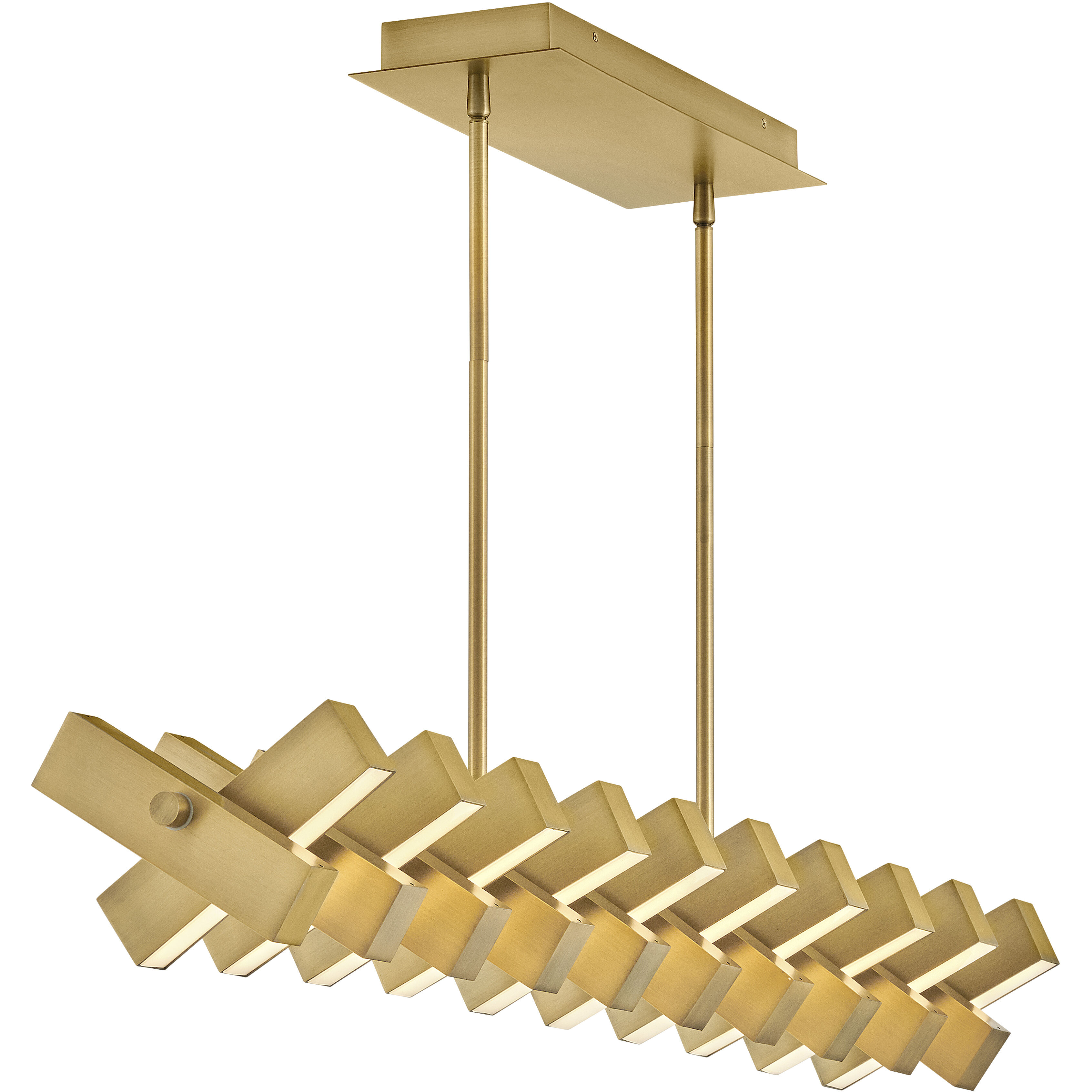 Stitch LED 42 inch Lacquered Brass Chandelier Ceiling Light, Linear & Oval