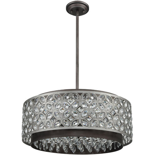 Barclay 6 Light 22 inch Weathered Zinc with Matte Silver Chandelier Ceiling Light