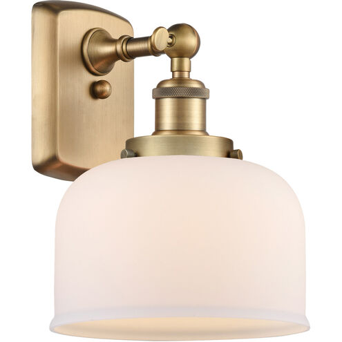 Ballston Large Bell LED 8 inch Brushed Brass Sconce Wall Light in Matte White Glass