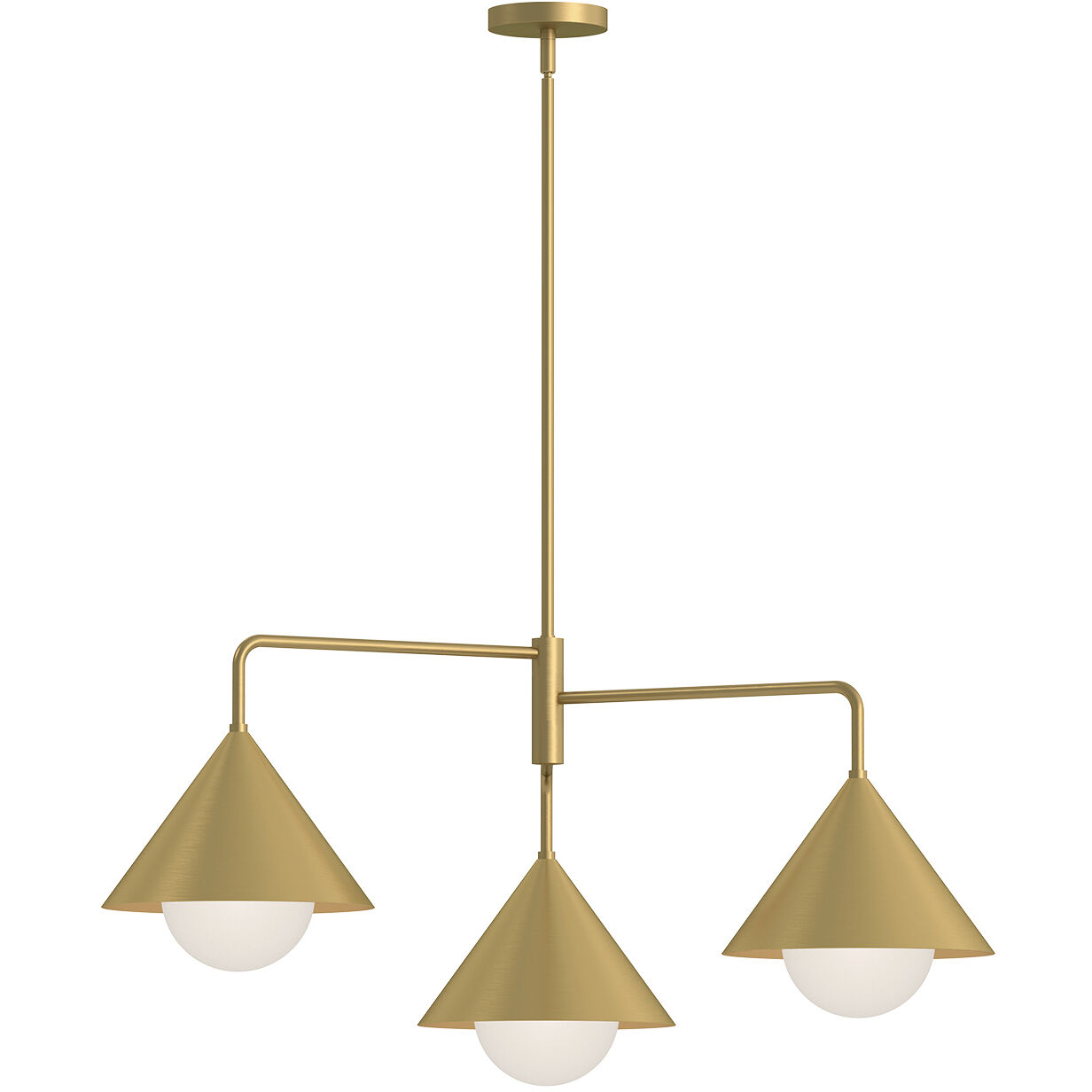 Alora Mood Remy 3 Light 38 inch Brushed Gold/Opal Glass Chandelier Ceiling Light