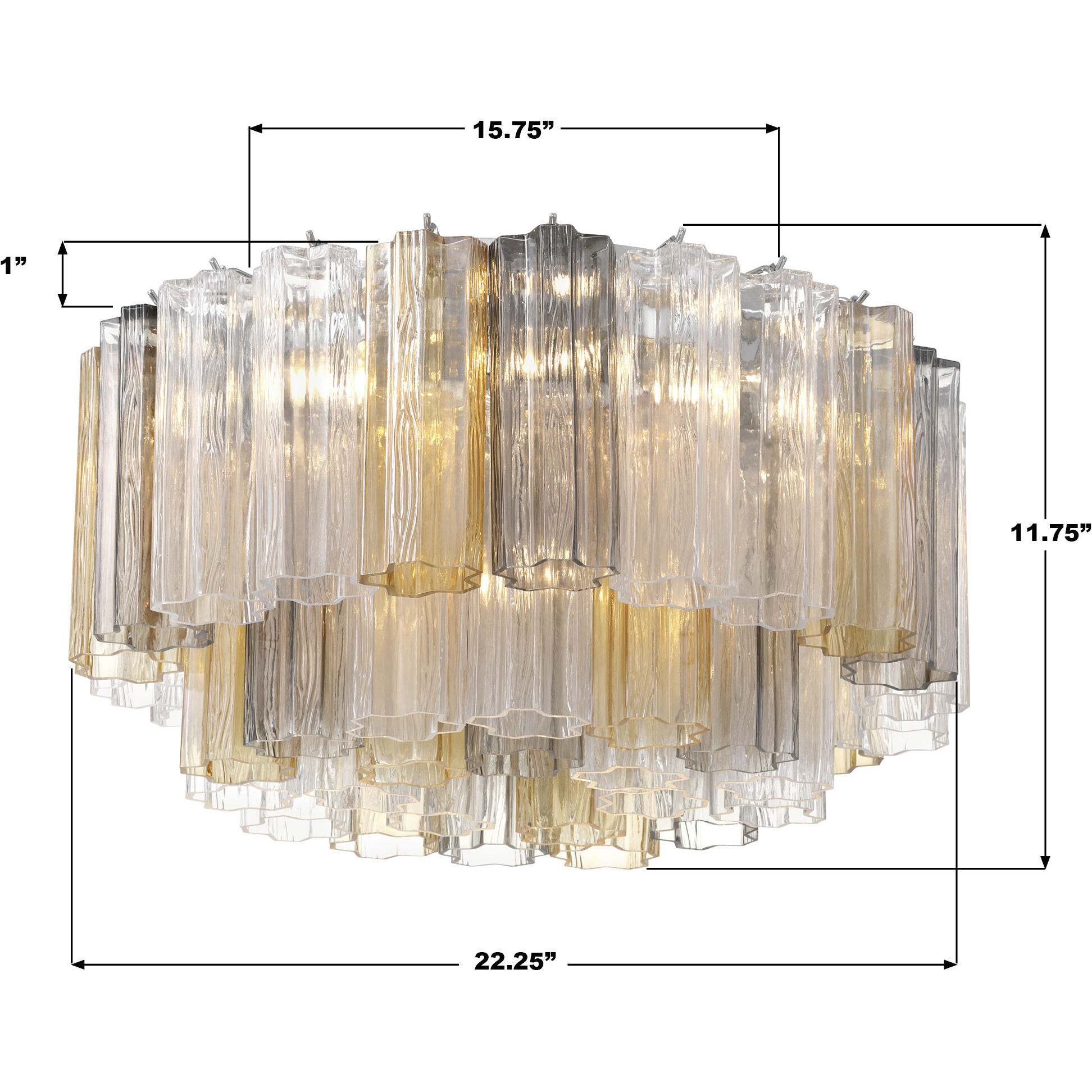 Addis 7 Light 22.25 inch Polished Chrome Flush Ceiling Light in Tronchi Glass Autumn