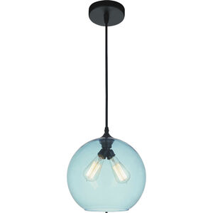 Glass 2 Light 12 inch Black Down Mini Pendant Ceiling Light