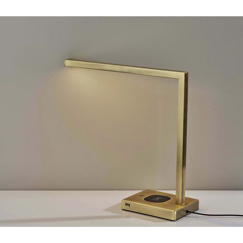 Aidan 16 inch 6.00 watt Antique Brass Wireless Charging Desk Lamp Portable Light, with AdessoCharge