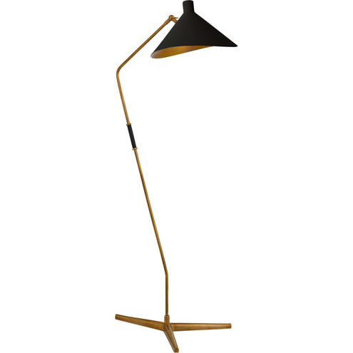 AERIN Mayotte 55.25 inch 60.00 watt Hand-Rubbed Antique Brass Offset Floor Lamp Portable Light in Black, Large