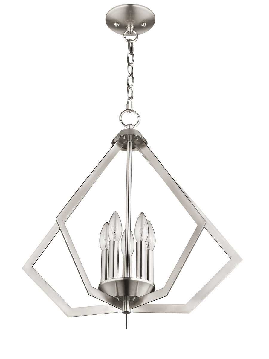 Prism 5 Light 20 inch Brushed Nickel Chandelier Ceiling Light
