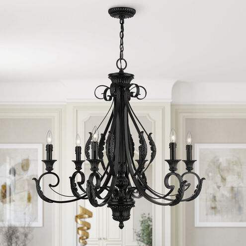 Valencia 6 Light 35 inch Shiny Black Large Chandelier Ceiling Light