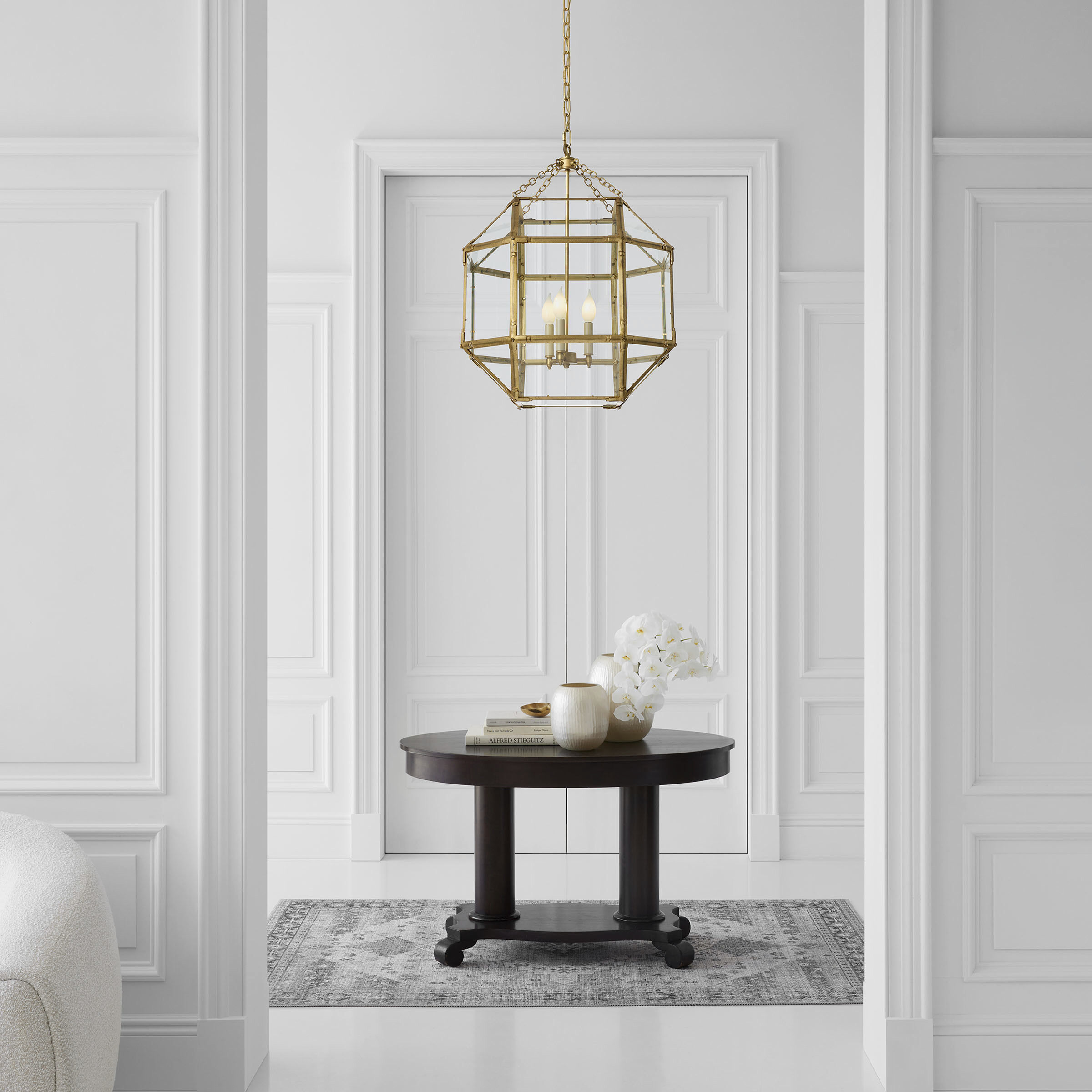 Suzanne Kasler Morris 3 Light 23.25 inch Gilded Iron Lantern Pendant Ceiling Light in Clear Glass, Large