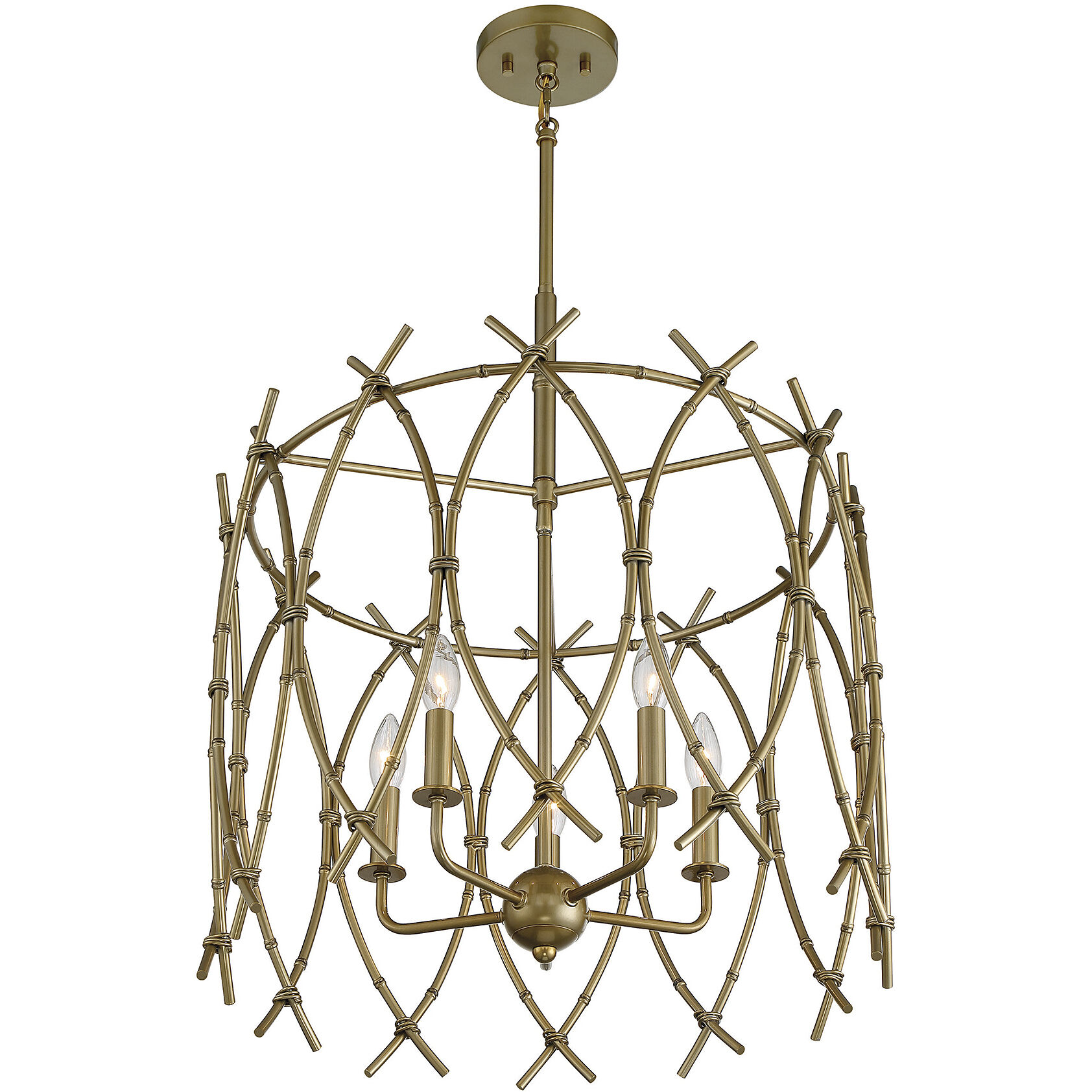 Cornwall 5 Light 22 inch New Burnished Brass Pendant Ceiling Light