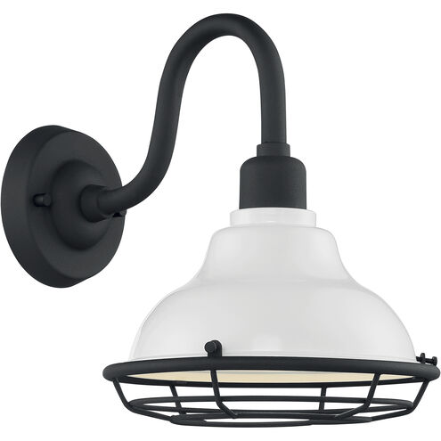 Newbridge 1 Light 12 inch Gloss White and Textured Black Outdoor Wall Fixture