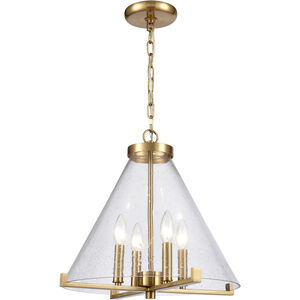 The Holding 4 Light 17 inch Clear with Satin Brass Pendant Ceiling Light
