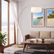 Float 92 inch 14 watt Weathered Brass Arc Floor Lamp Portable Light in White Linen
