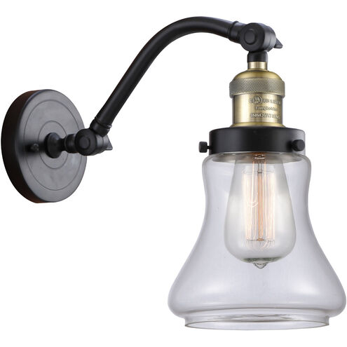 Franklin Restoration Bellmont LED 6.5 inch Black Antique Brass Sconce Wall Light in Clear Glass, Franklin Restoration