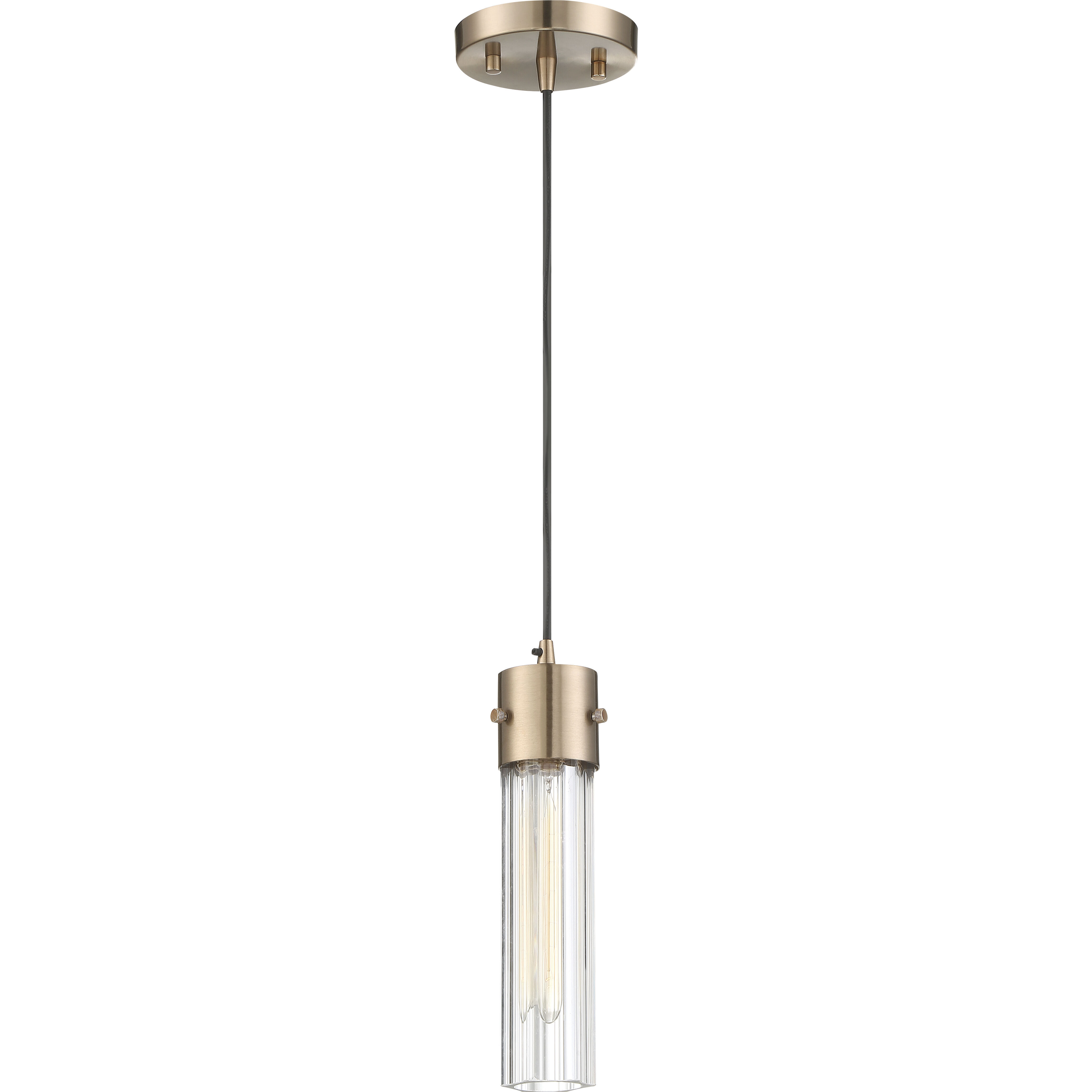 Eaves 1 Light 5 inch Copper Brushed Brass and Clear Ribbed Pendant Ceiling Light