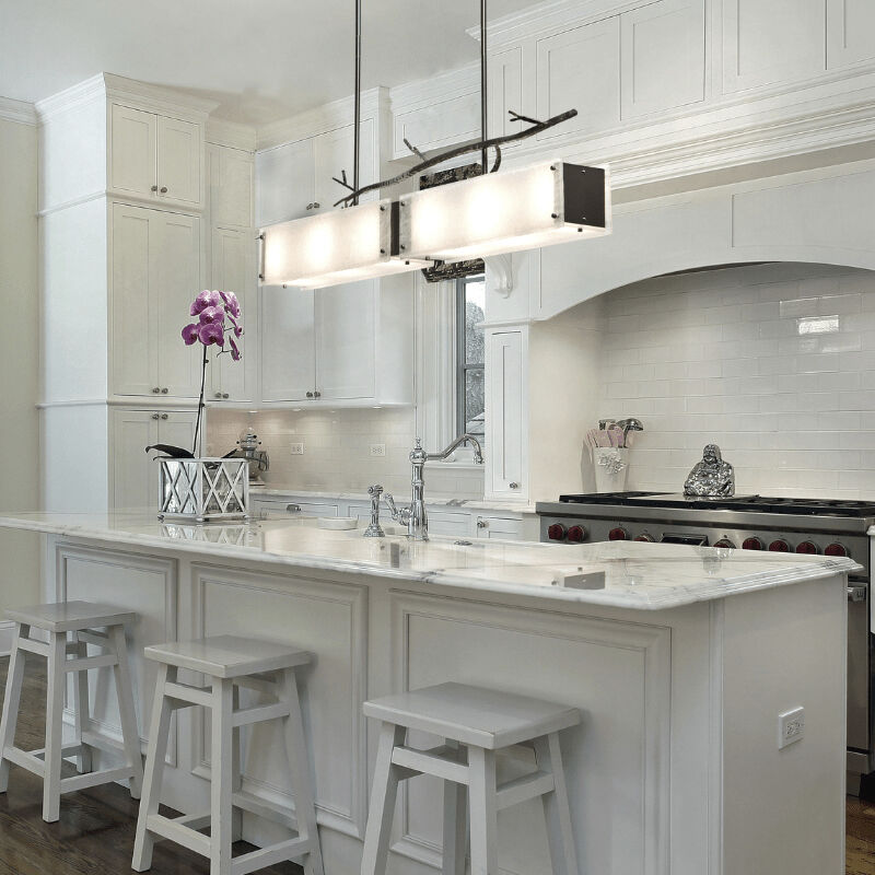 Ironwood LED 44.4 inch Gilded Brass Linear Pendant Ceiling Light in 3000K LED, Smoke Granite