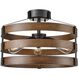 Fort Garry 3 Light Graphite and Ironwood on Metal Semi-flush Mount Ceiling Light
