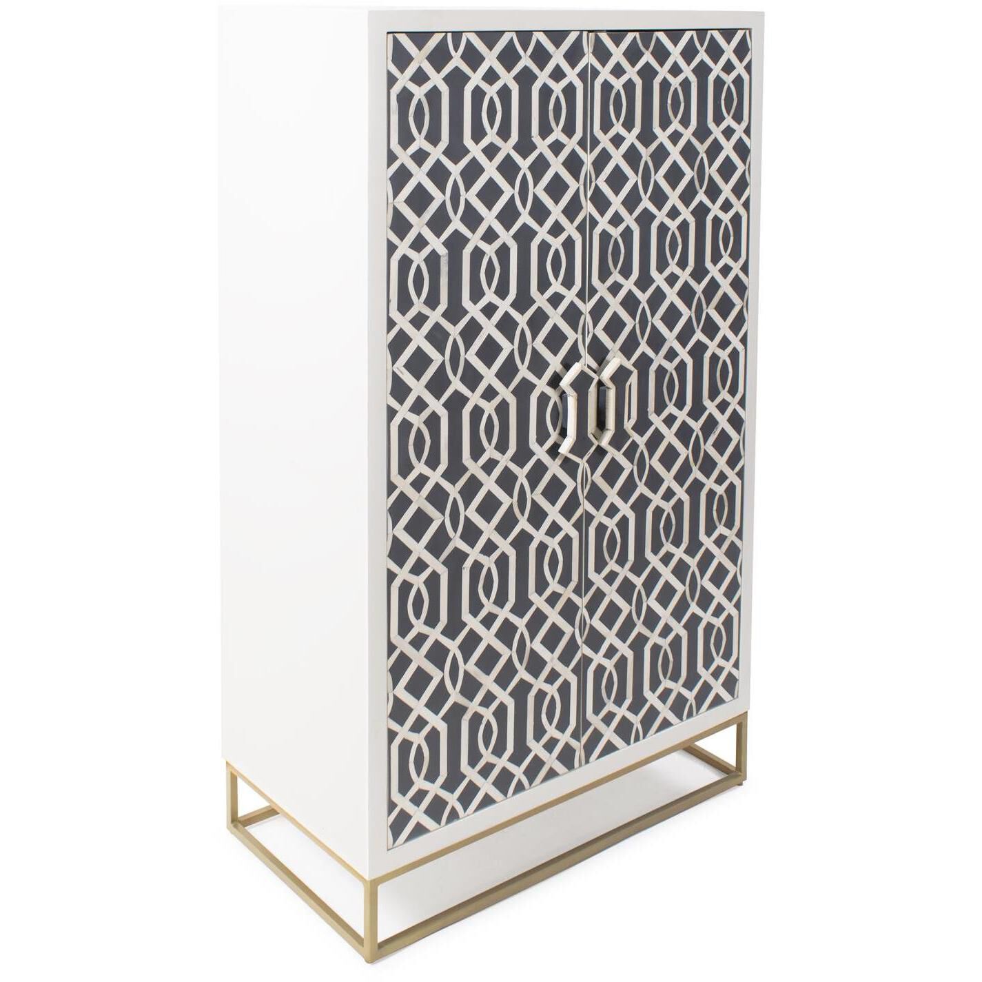 Arrouge White and Gray with Gold Cabinet, Tall