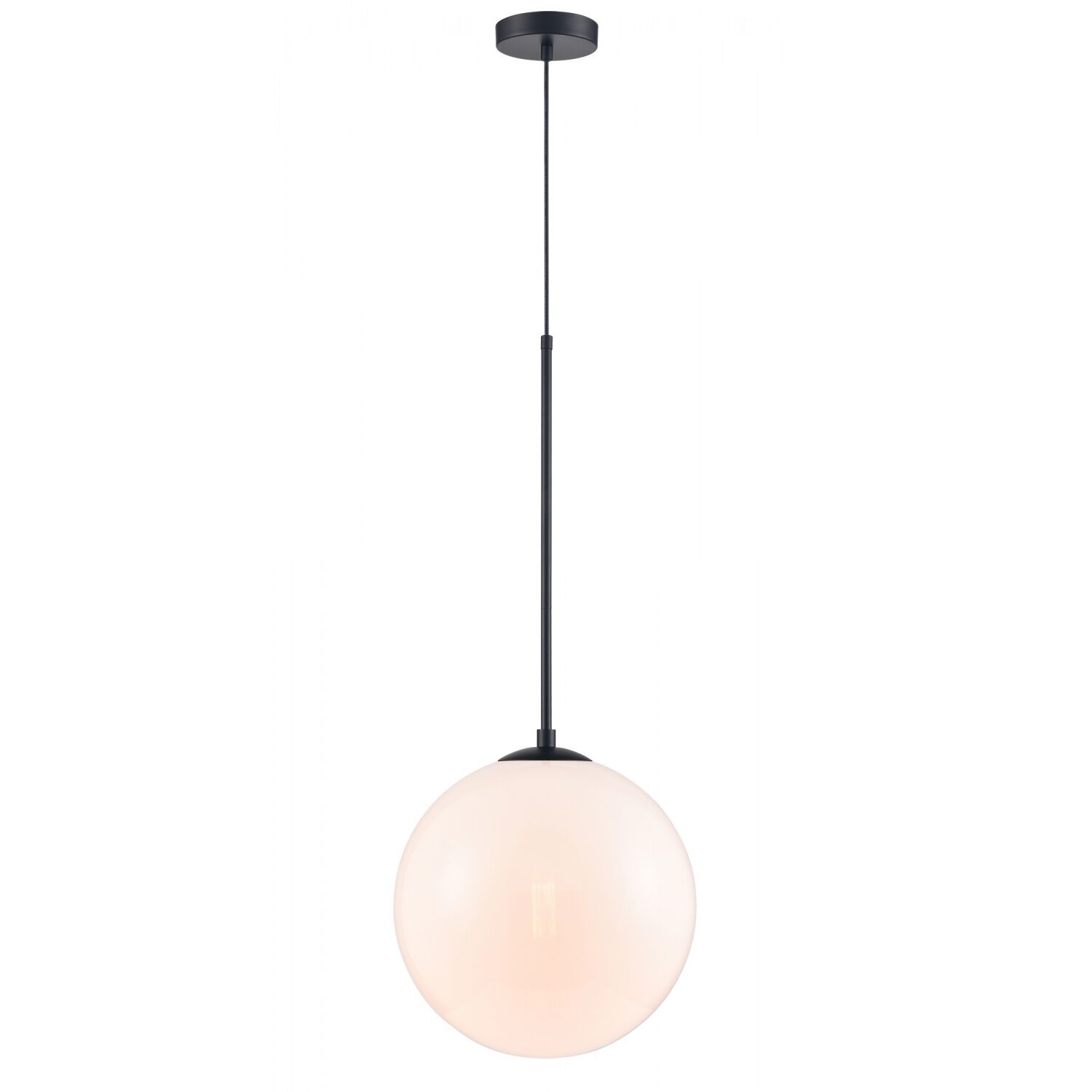 Delilah 1 Light 14 inch Black Pendant Ceiling Light in White Glass