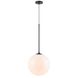 Delilah 1 Light 14 inch Black Pendant Ceiling Light in White Glass