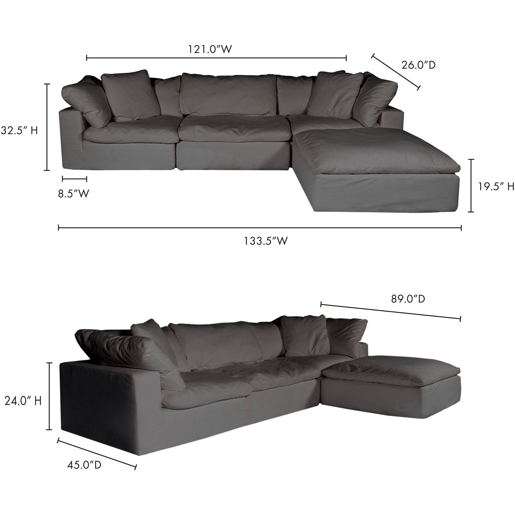 Clay Grey Lounge Modular Sectional