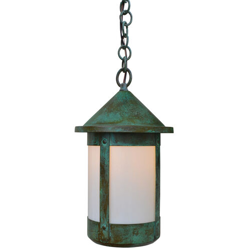 Berkeley 1 Light 14 inch Verdigris Patina Pendant Ceiling Light in White Opalescent