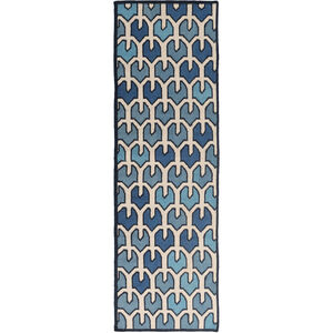 Alameda 36 X 24 inch Navy, Sky Blue, Dark Blue, Light Gray Rug