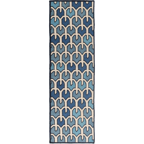 Alameda 36 X 24 inch Navy, Sky Blue, Dark Blue, Light Gray Rug