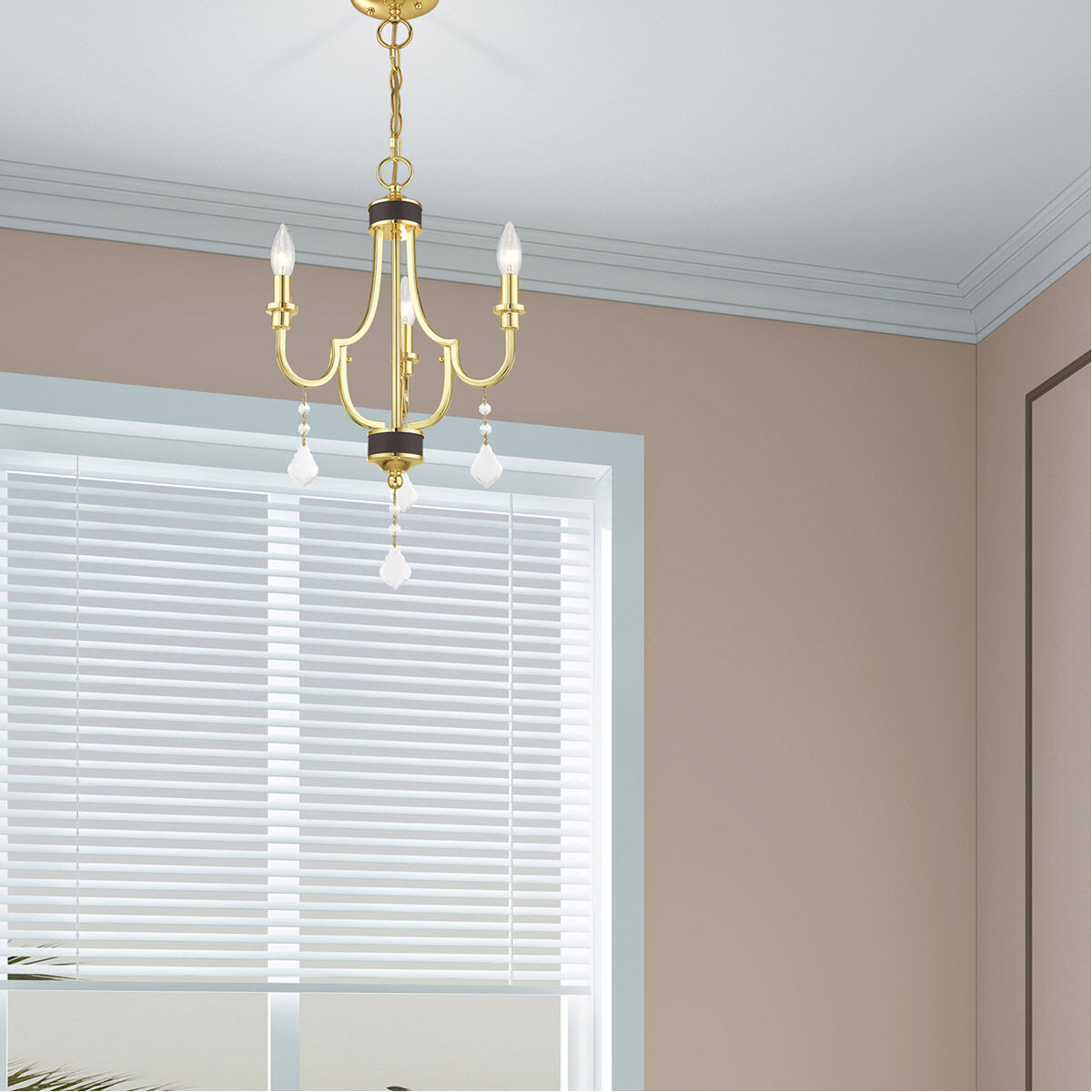 Glendale 3 Light 14 inch Polished Brass Mini Chandelier Ceiling Light