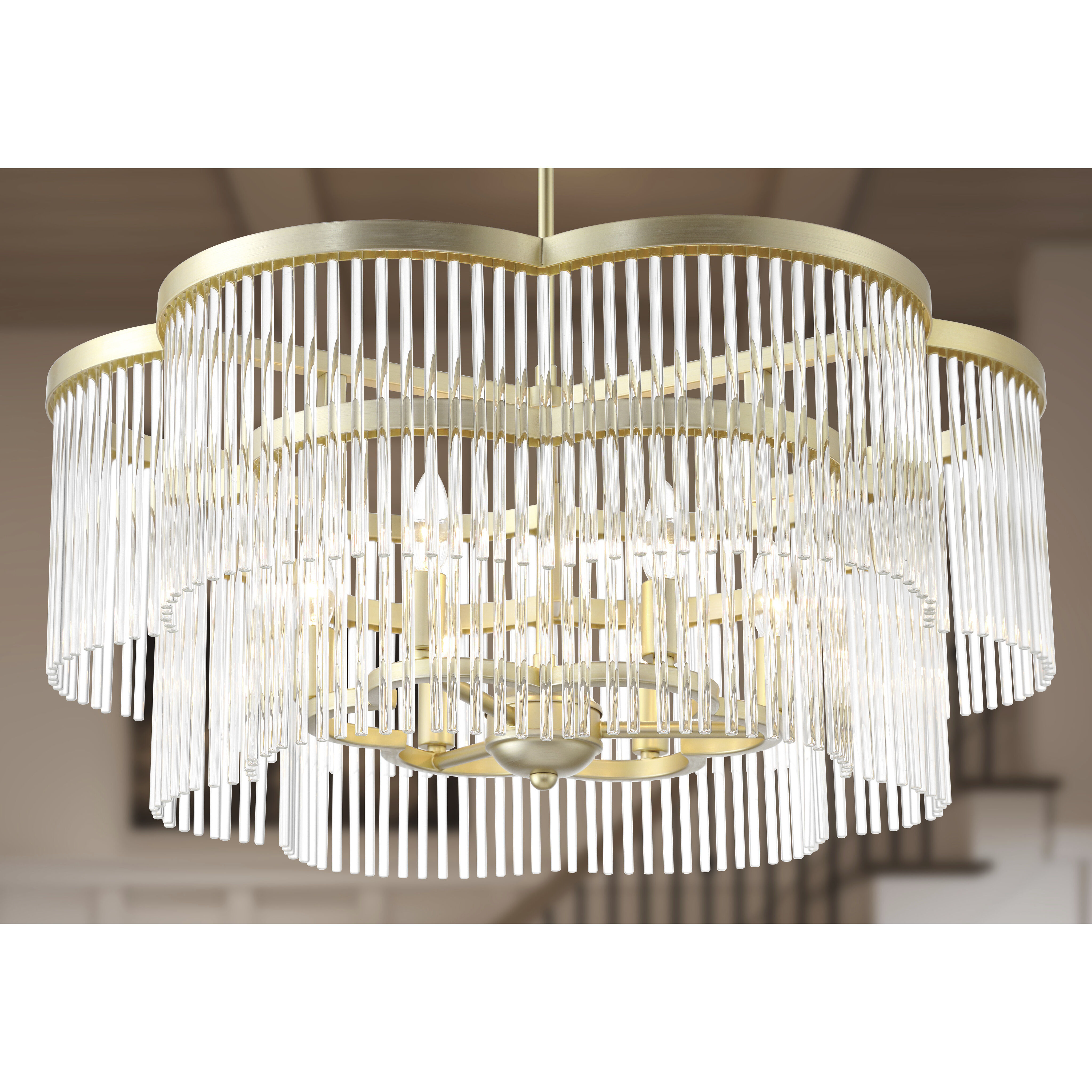 Azura 6 Light 28 inch Heirloom Brass Scalloped Pendant Ceiling Light