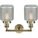 Franklin Restoration Stanton 2 Light 16 inch Antique Brass Bath Vanity Light Wall Light in Incandescent, Clear Wire Mesh Glass, Franklin Restoration
