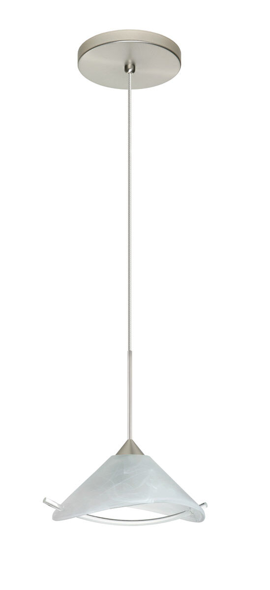Hoppi 1 Light Satin Nickel Pendant Ceiling Light in Marble/Clear Glass, Halogen