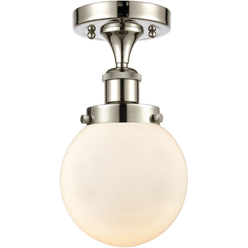 Ballston Beacon 1 Light 6 inch Polished Nickel Semi-Flush Mount Ceiling Light in Matte White Glass