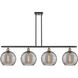 Ballston Athens Deco Swirl 4 Light 48.25 inch Black Antique Brass Stem Hung Island Light Ceiling Light