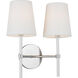 kate spade new york Monroe 2 Light 12 inch Polished Nickel Wall Sconce Wall Light in Polished Nickel / Gloss White