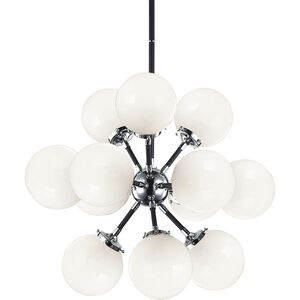 Soleil 12 Light 25 inch Chrome Chandelier Ceiling Light in Chrome and Opal Glass