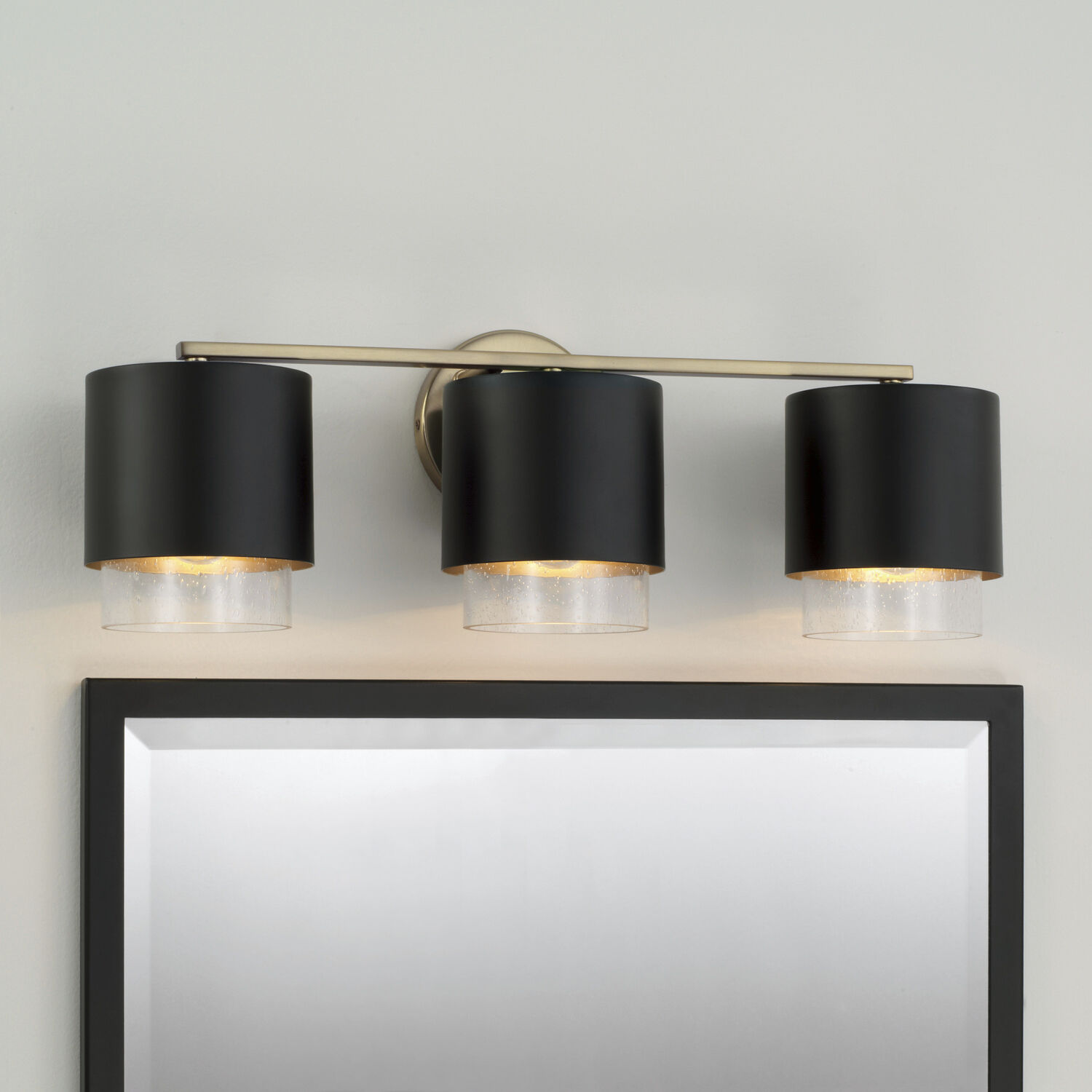 Weller 3 Light 24.25 inch Matte Brass and Black Vanity Light Wall Light