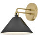 Milo 1 Light 9 inch Lacquered Brass with Black Sconce Wall Light