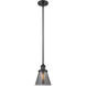 Franklin Restoration Cone 1 Light 6 inch Matte Black Mini Pendant Ceiling Light in Incandescent, Plated Smoke, Franklin Restoration